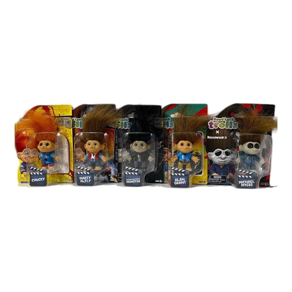 Good Luck Trolls CHUCKY MARTY ALAN MICHAEL FRANKENSTEIN Icon Troll Doll Bundle